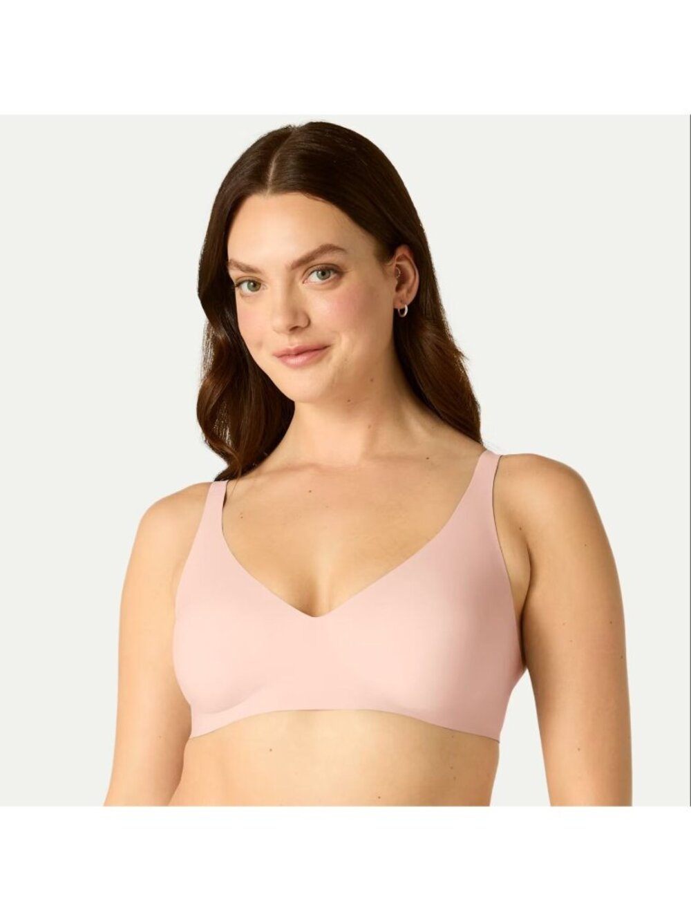 NWT Bombas Womens No Show Plunge Bralette Pink Sandstone Small Seamless Fit